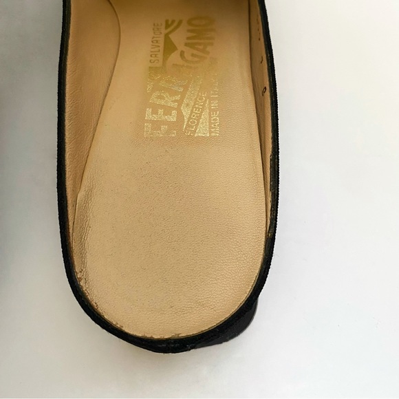 SALVATORE FERRAGAMO black fabric buckle strap detail slip on mules loafer - Picture 12 of 13